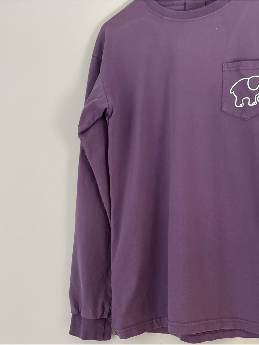 ivory ella Purple Long Sleeve Pocket Tee with White Elephant - Picture 4 of 5